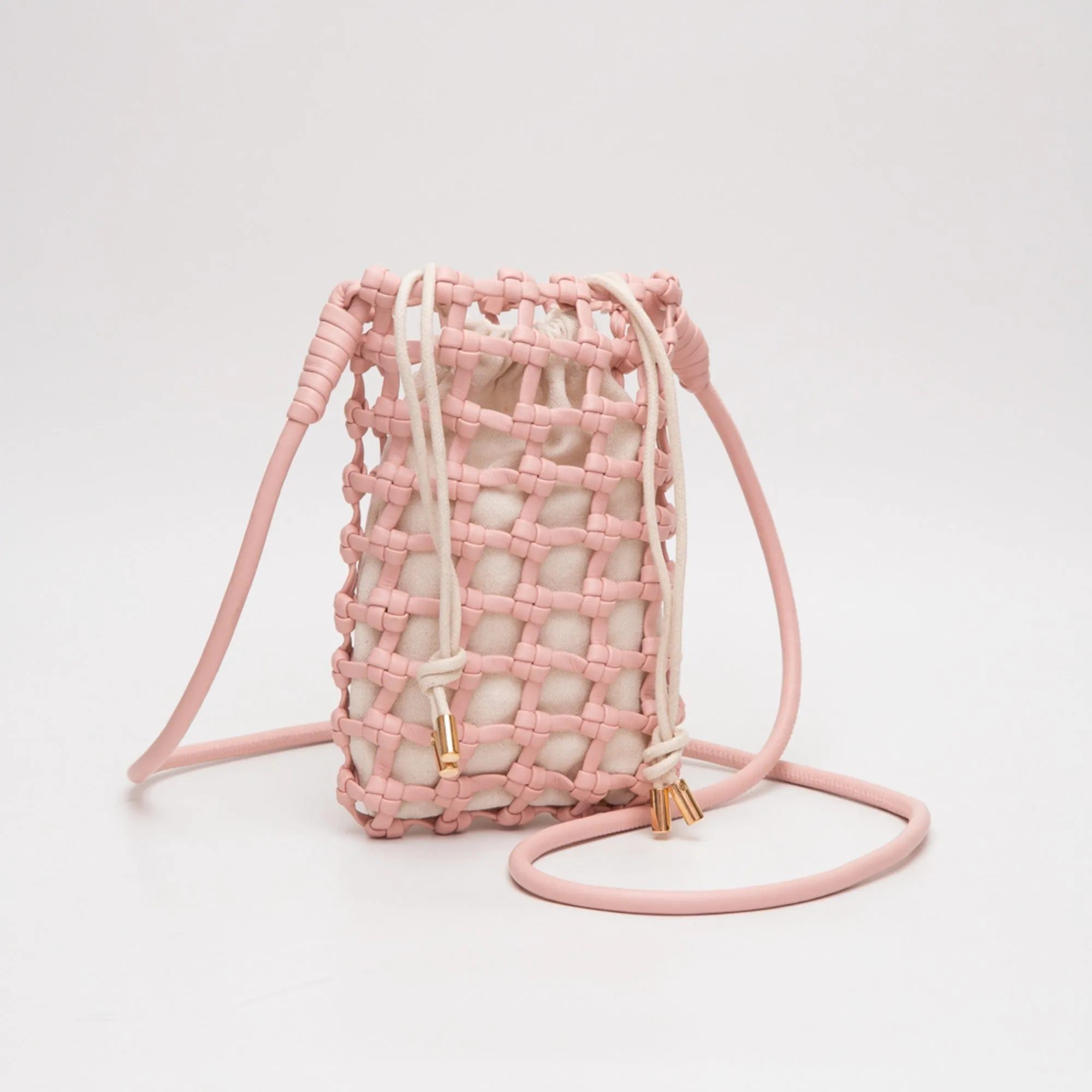 TG10626 Cara Mini Woven Drawstring Crossbody Bag