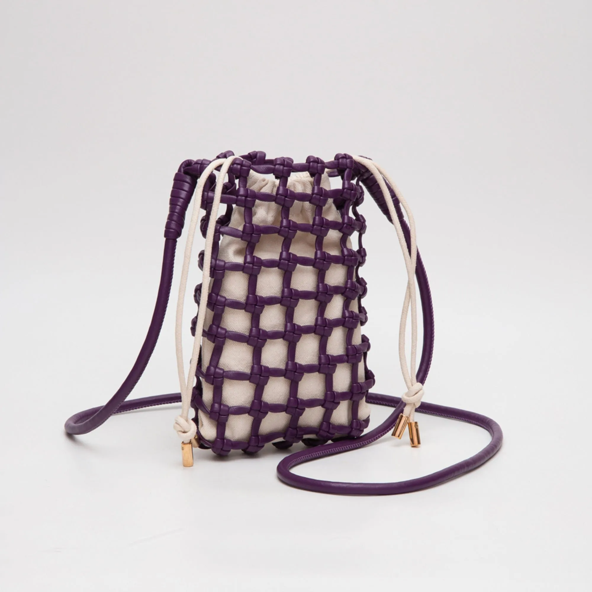 TG10626 Cara Mini Woven Drawstring Crossbody Bag