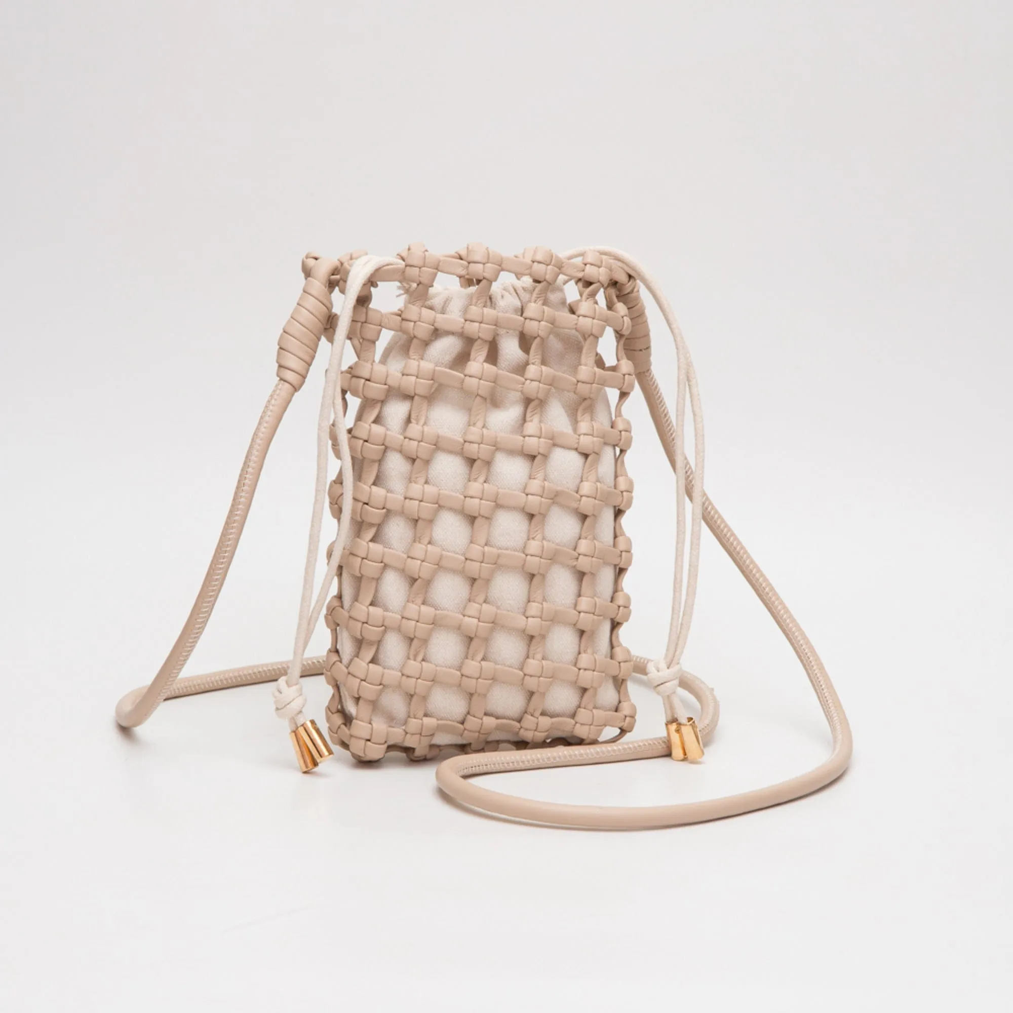 TG10626 Cara Mini Woven Drawstring Crossbody Bag