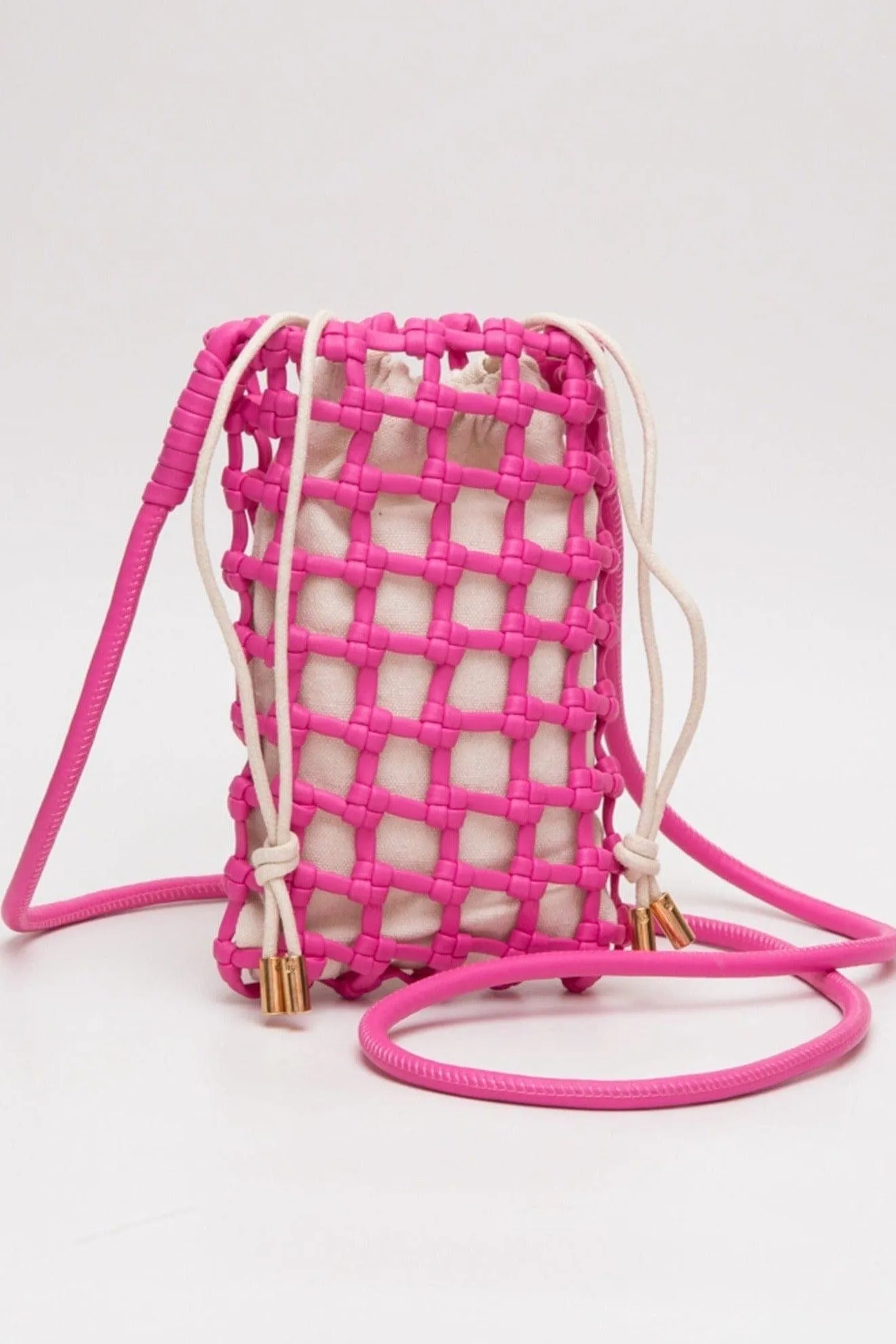 TG10626 Cara Mini Woven Drawstring Crossbody Bag