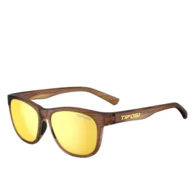 Tifosi Sunglasses Swank - Woodgrain/Smoke Tint Yellow Mirror