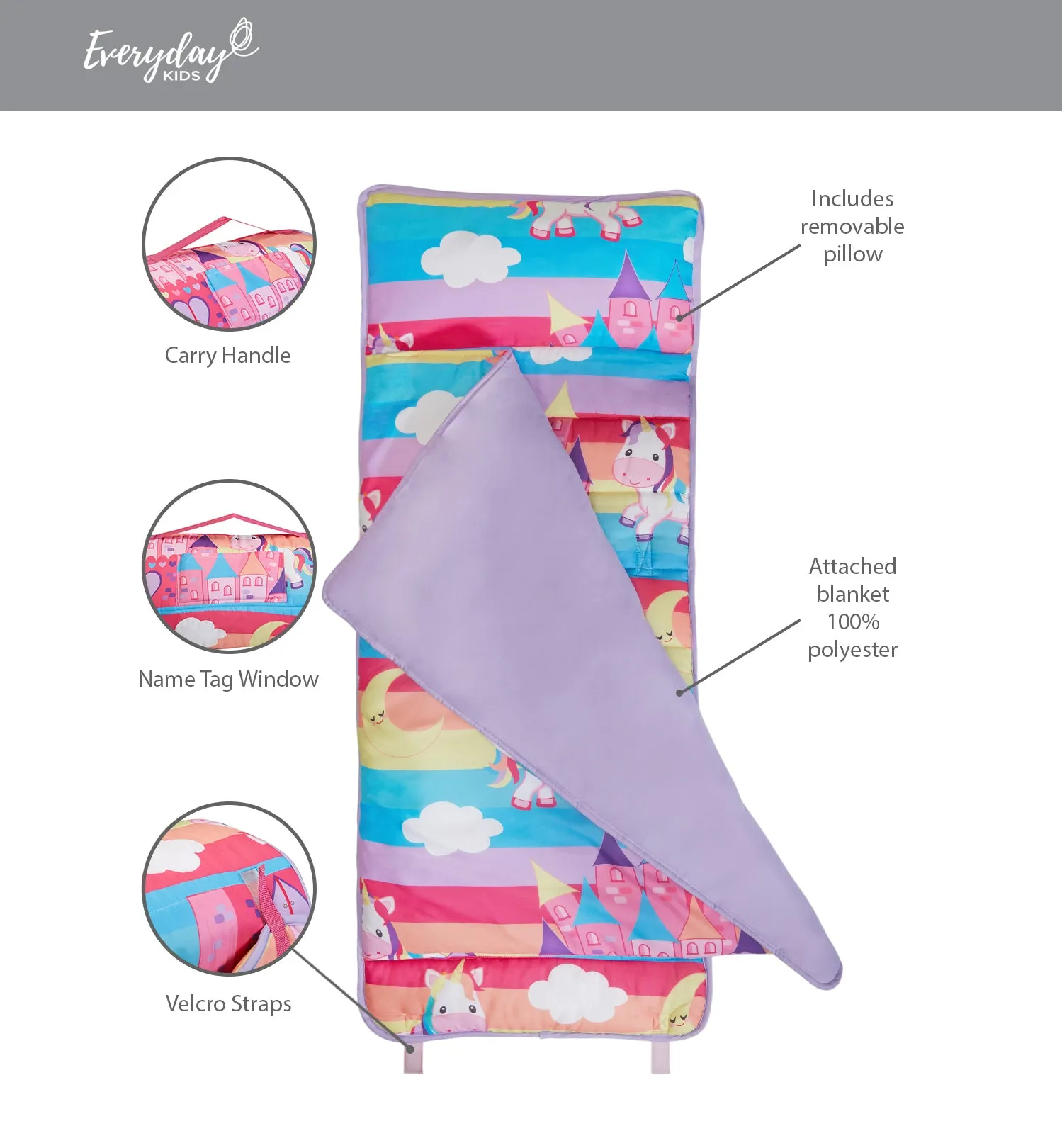 Unicorn Dreams Nap Mat with Pillow