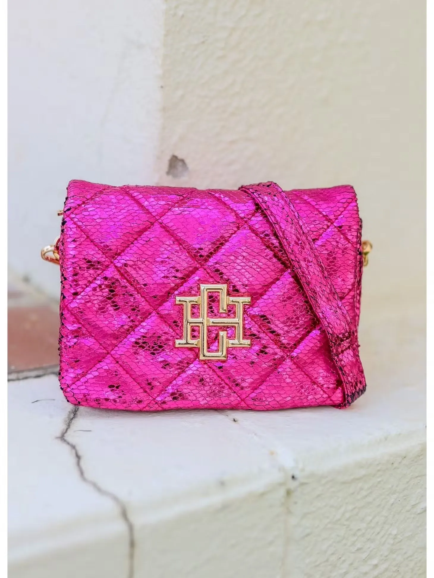 Veronica Quilted Crossbody Fuchsia Fleck