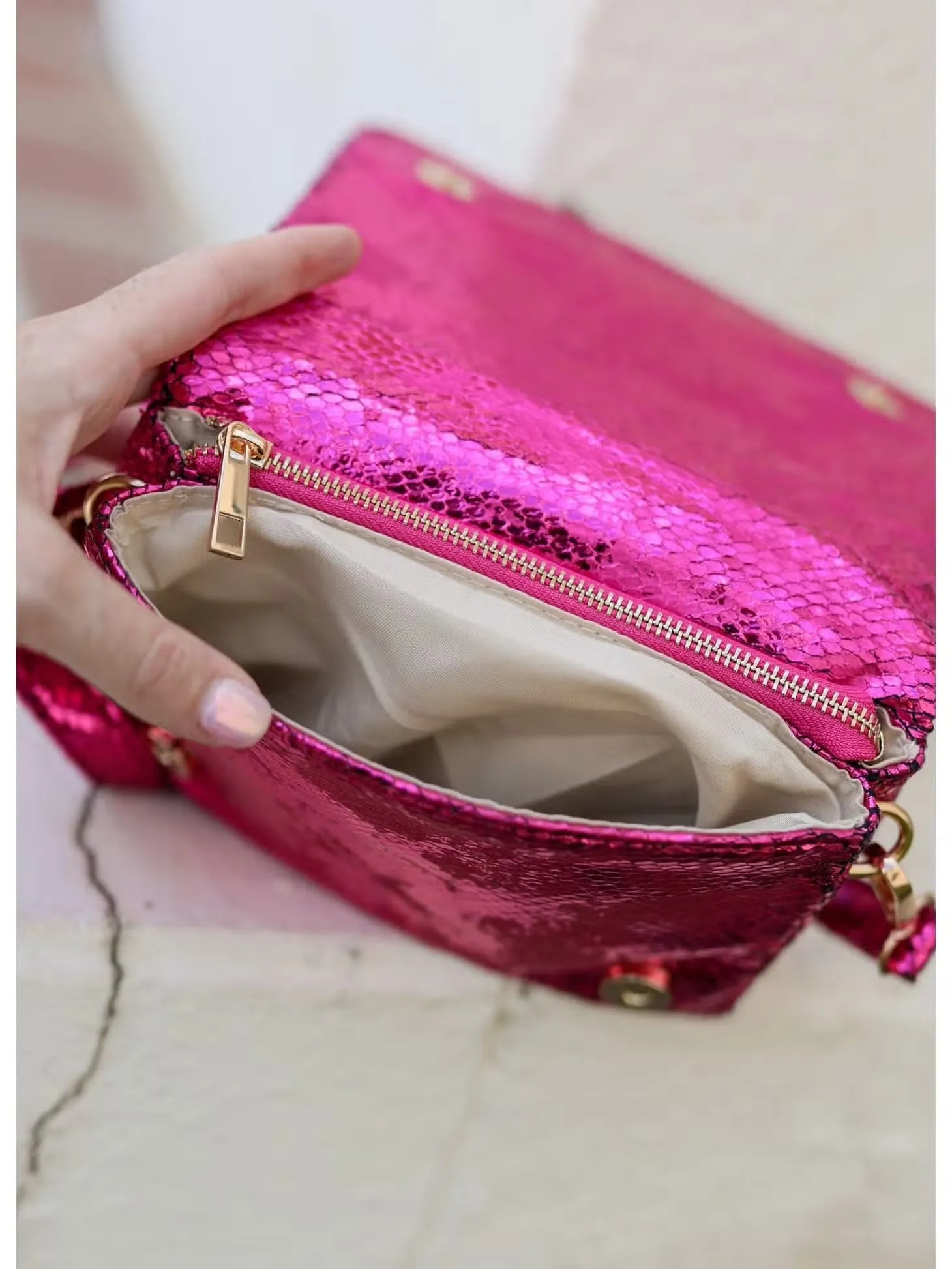 Veronica Quilted Crossbody Fuchsia Fleck