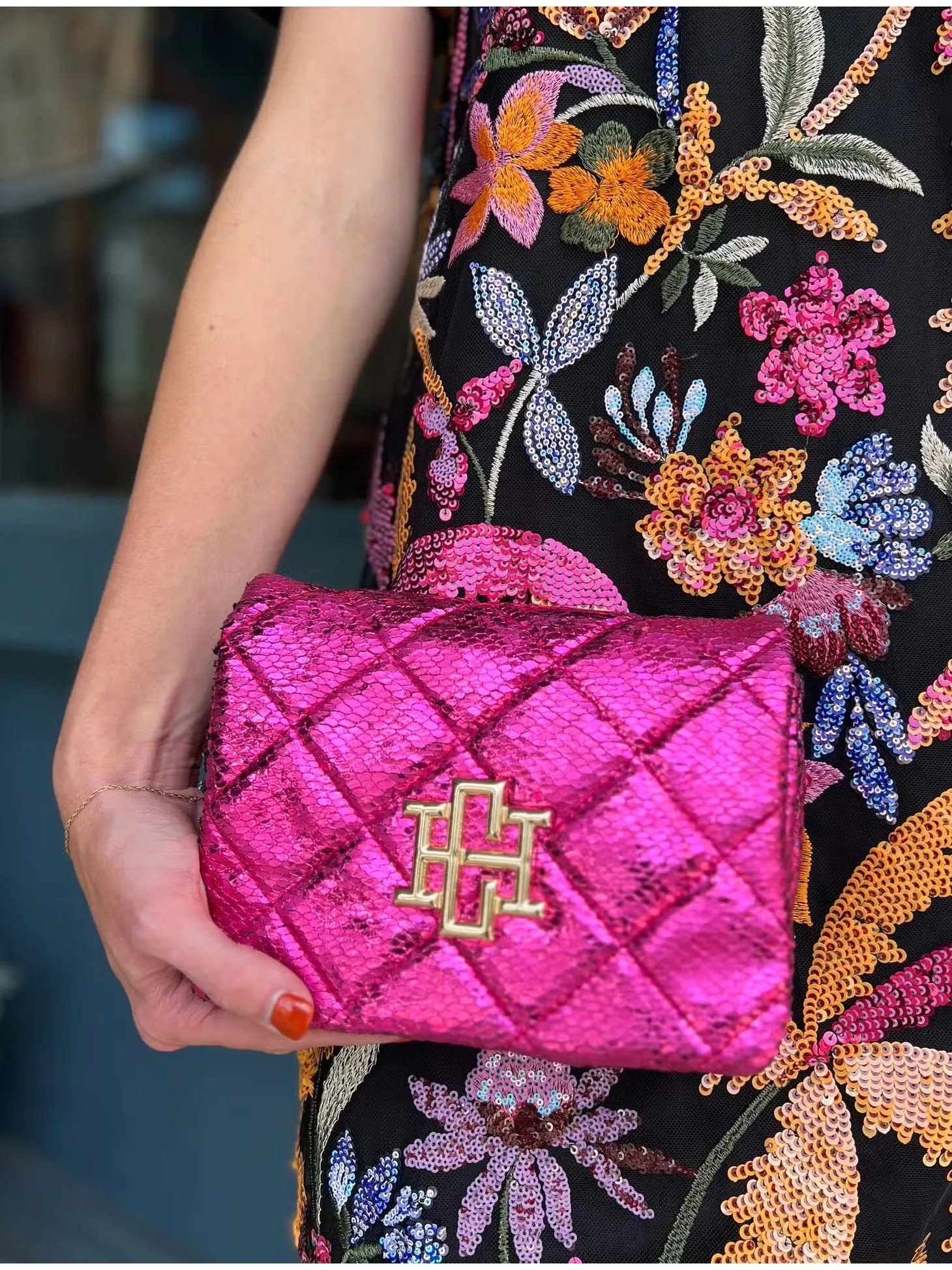 Veronica Quilted Crossbody Fuchsia Fleck