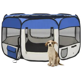 vidaXL Foldable Dog Playpen with Carrying Bag Blue 125x125x61 cm