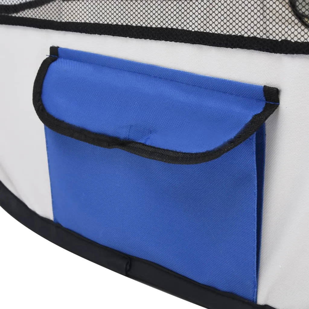 vidaXL Foldable Dog Playpen with Carrying Bag Blue 125x125x61 cm