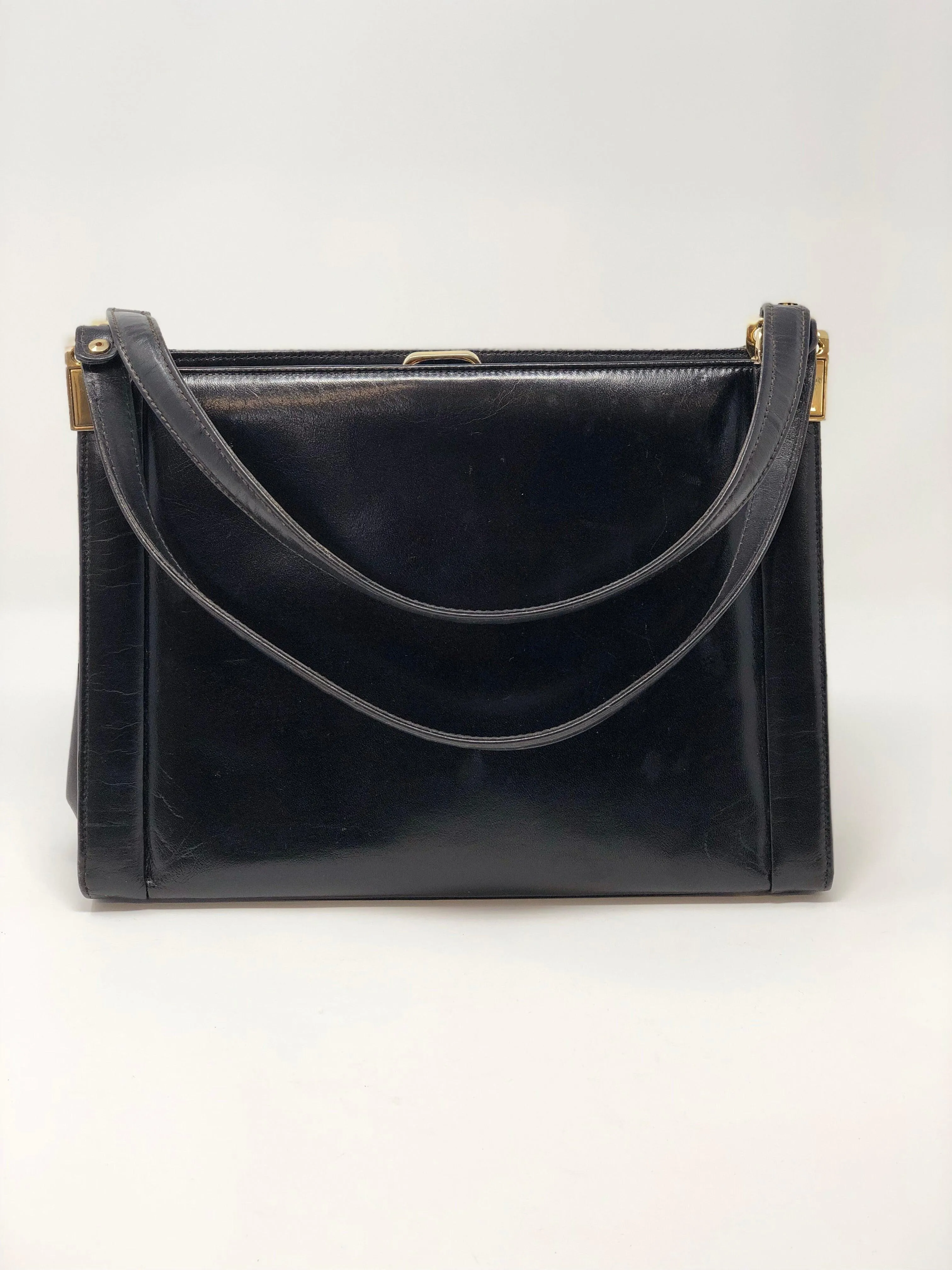 Vintage Black Leather Handbag