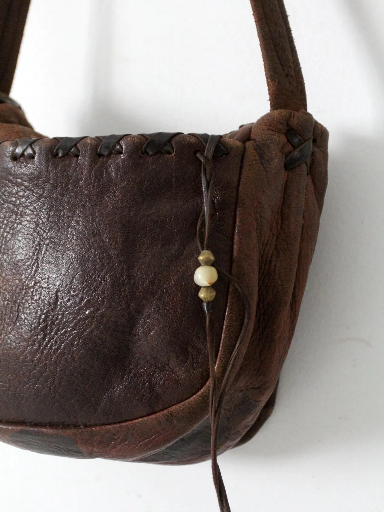 vintage boho hippie leather shoulder bag