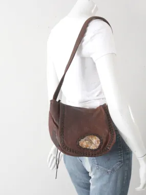 vintage boho hippie leather shoulder bag