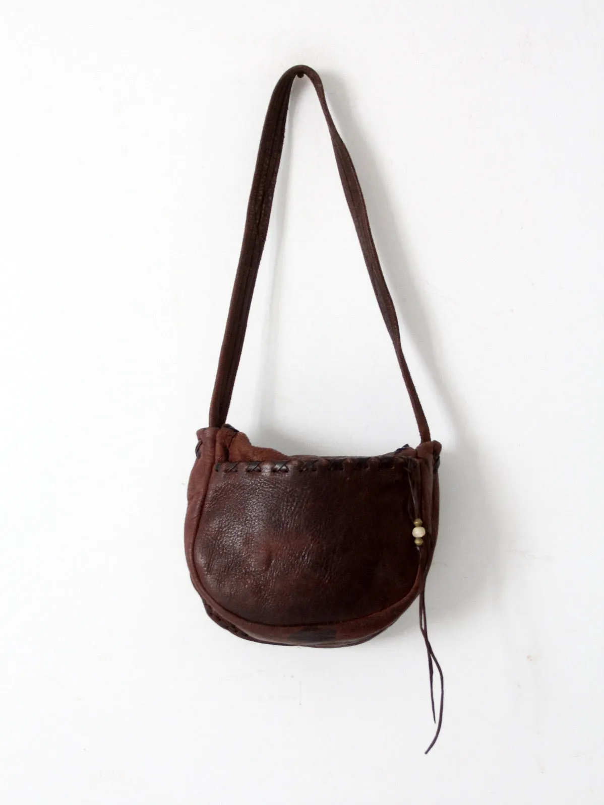 vintage boho hippie leather shoulder bag