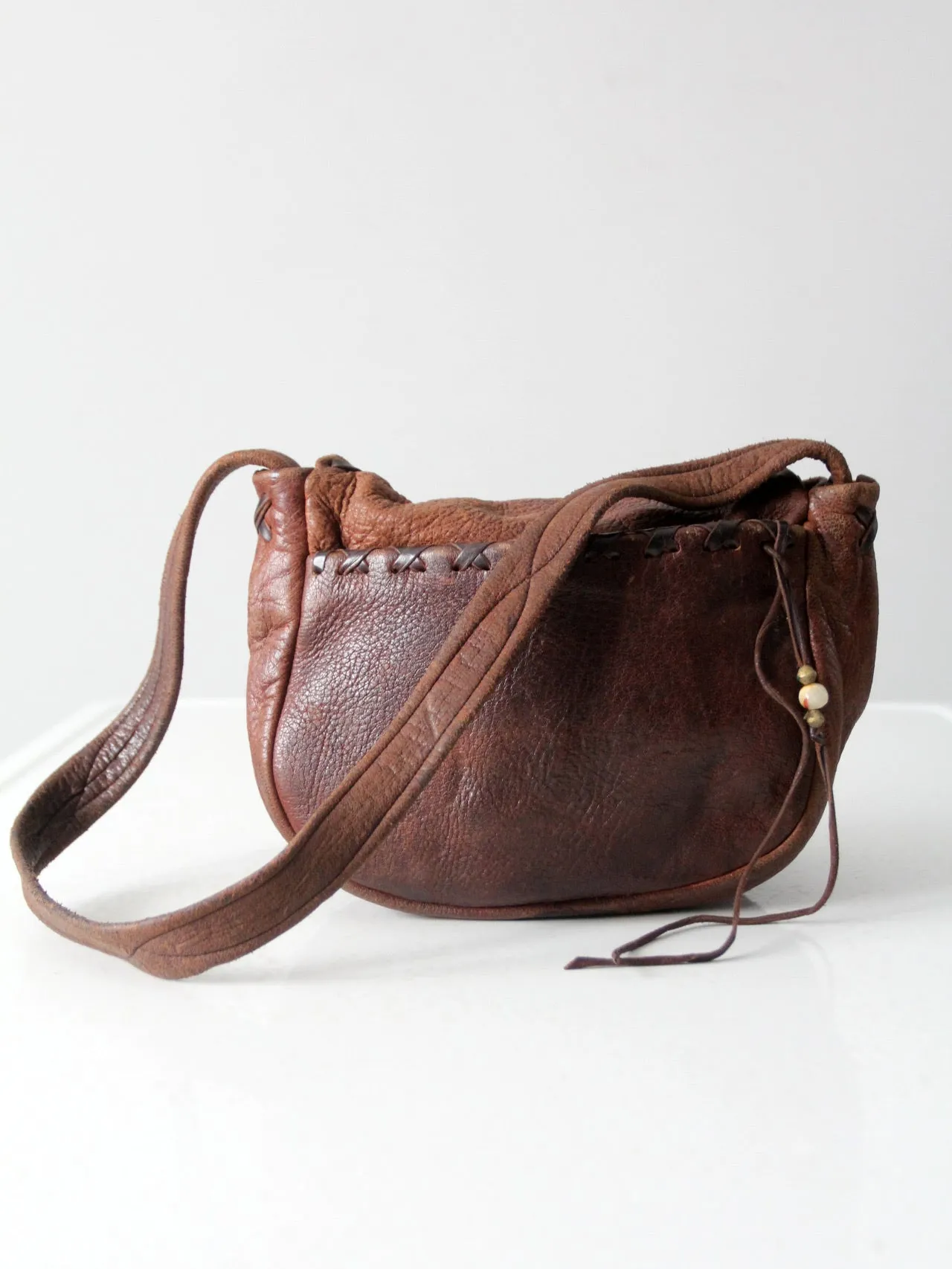 vintage boho hippie leather shoulder bag