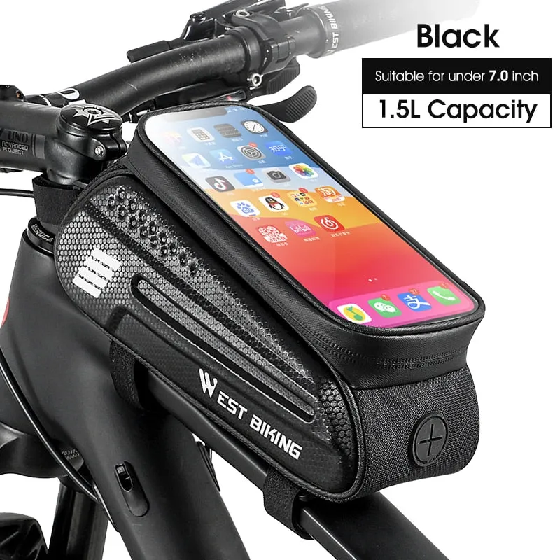 Waterproof Bicycle Bag Frame Front Tube Bag Touchscreen Cell Phone Holder Case Cycling Bag MTB Road Bike Accessories