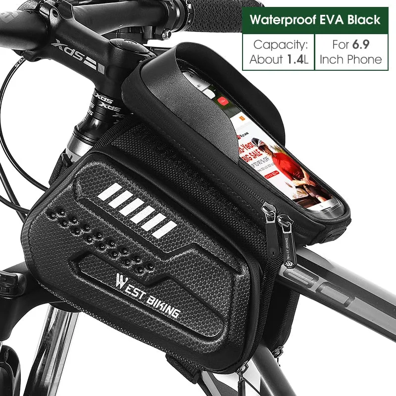 Waterproof Bicycle Bag Frame Front Tube Bag Touchscreen Cell Phone Holder Case Cycling Bag MTB Road Bike Accessories