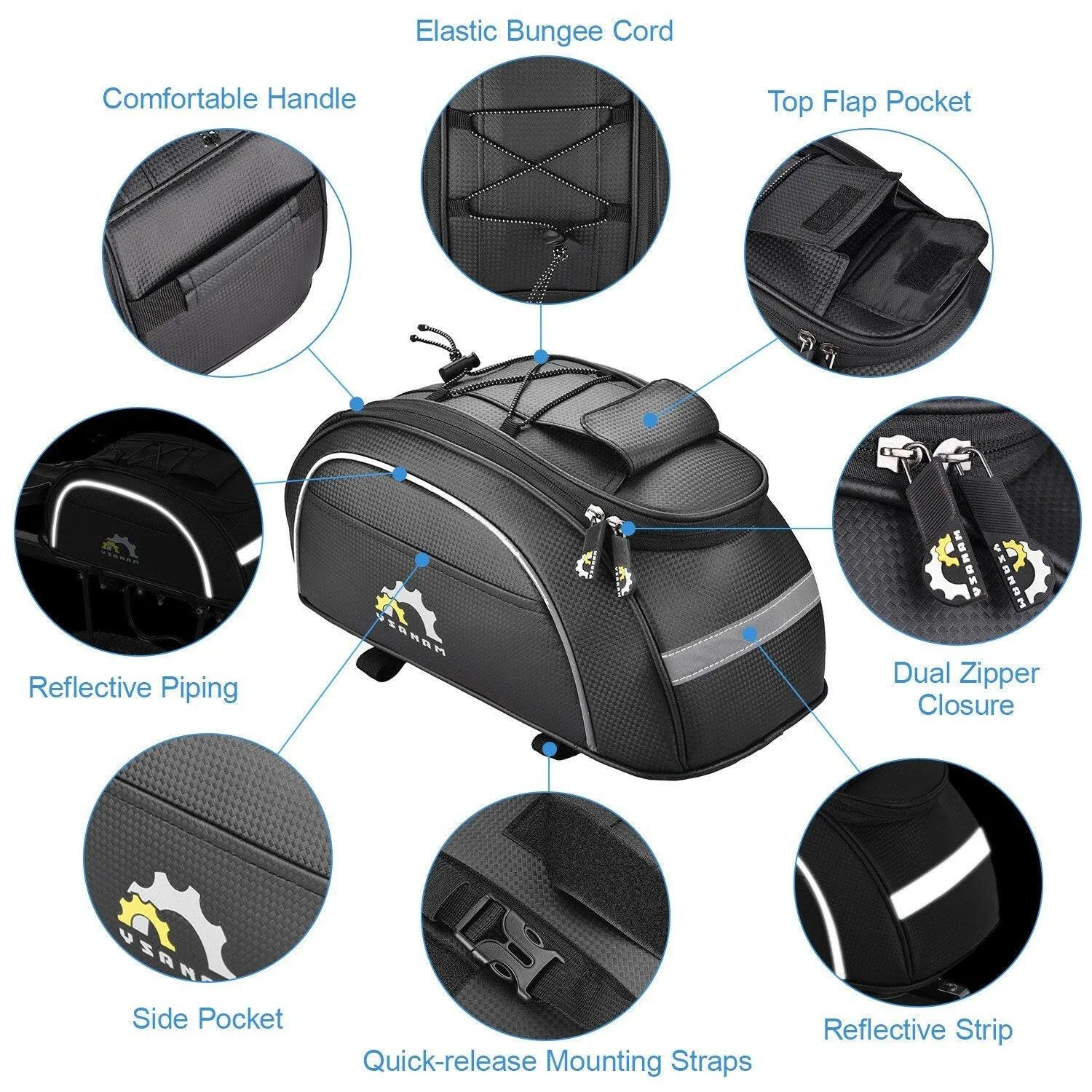 Waterproof Cycling Bicycle Insulated Cooler Bag MTB Bike Trunk Bag Rear Rack  Bag Storage Luggage Carrier Bag Pannier