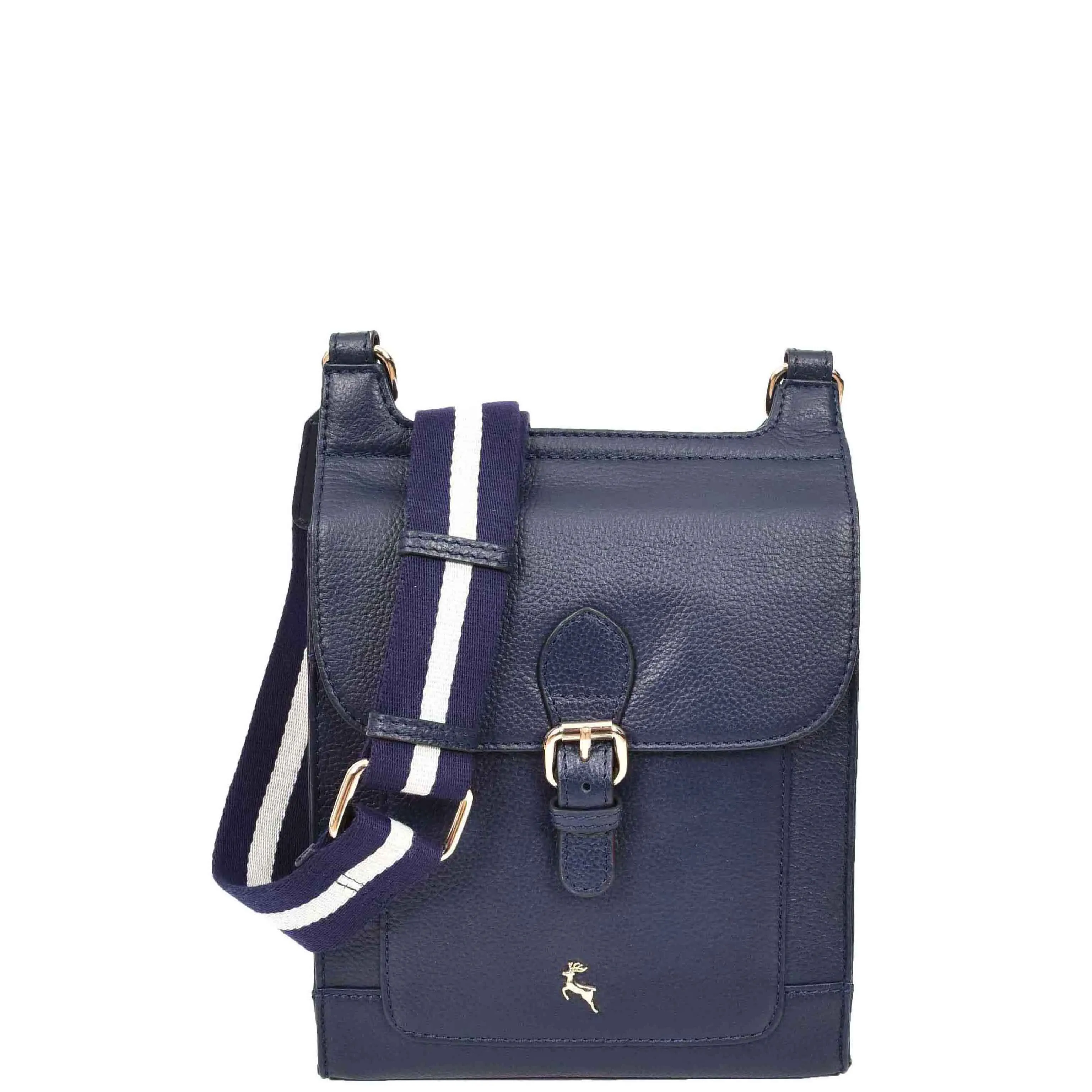 Womens Cross Body Leather Messenger Travel Bag HOL33 Navy