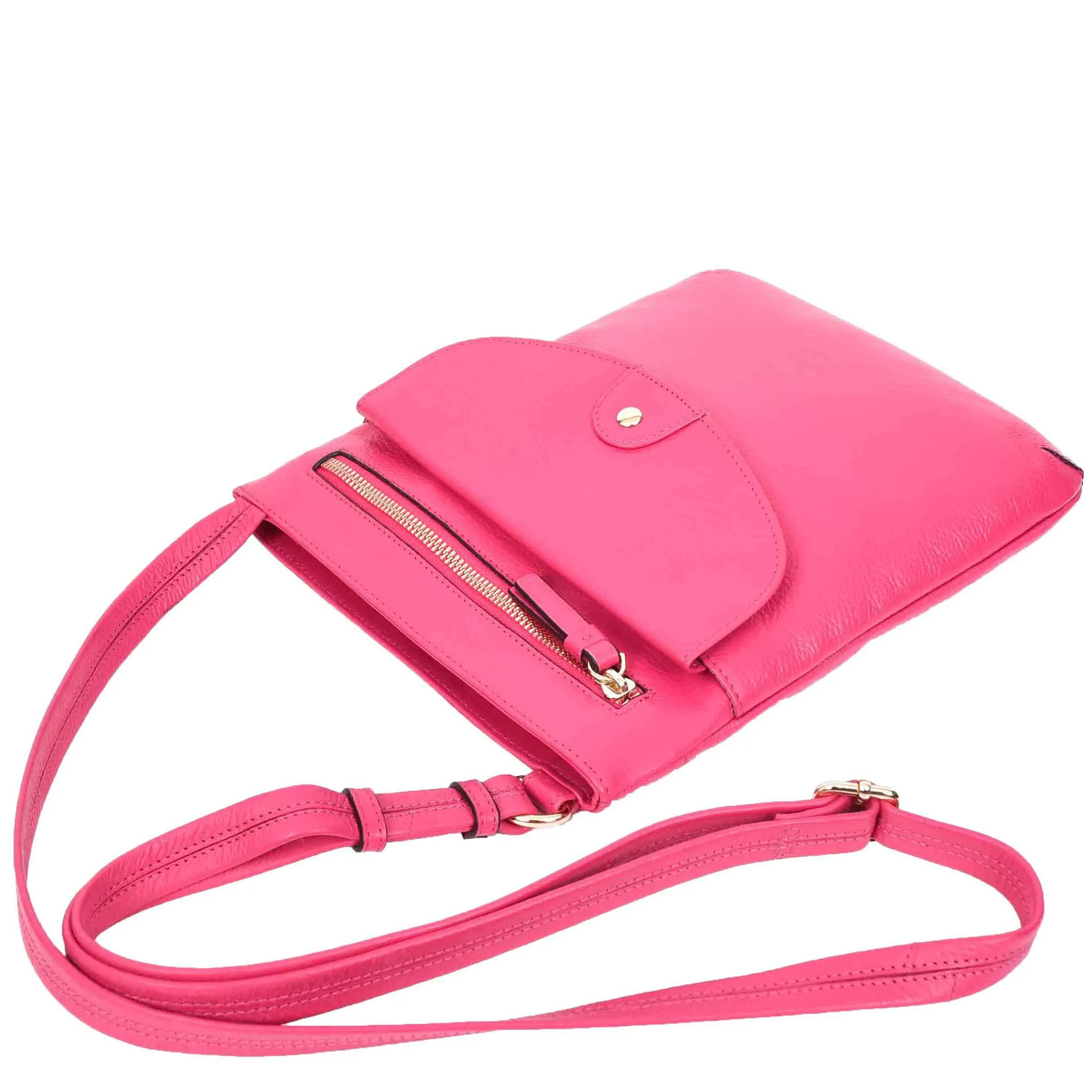 Womens Leather Crossbody Sling Bag Multi Pockets Messenger Skye Pink