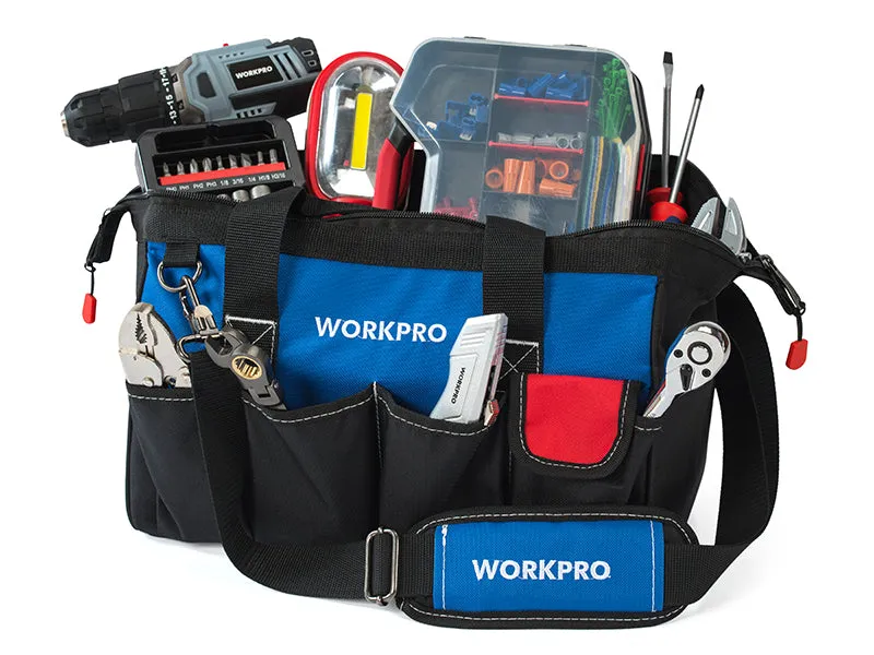 WORKPRO - #‎43398-37969  14-inch Tool Bag, Multi-pocket Tool Organizer with Adjustable Shoulder Strap