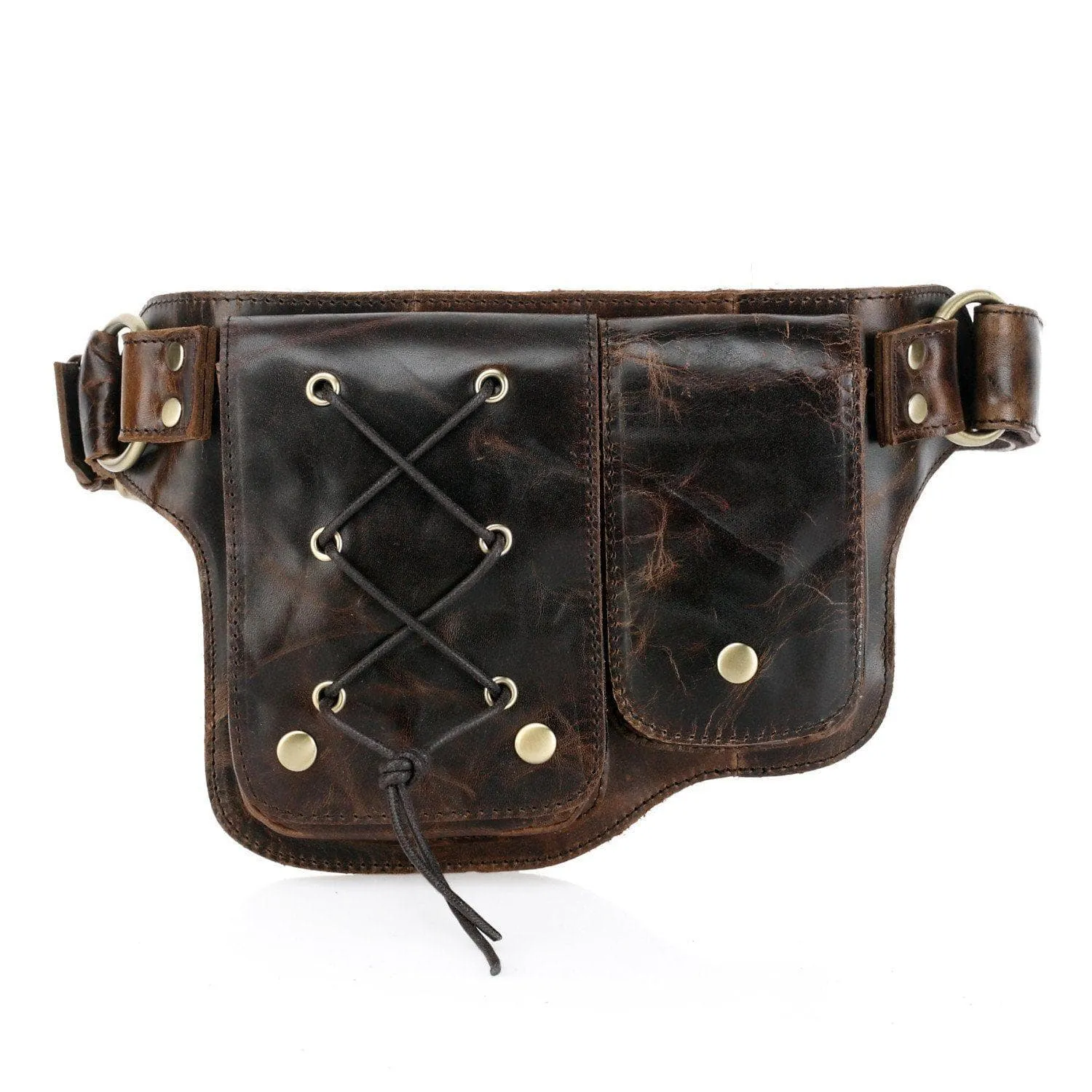 Yvette Leather  Leather Waist Purse Fanny Pack (Y-Brown)